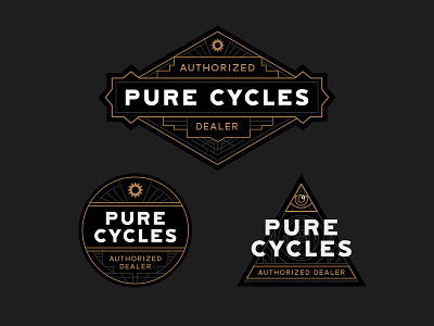 Pure Cycles - 'Authorized Dealer' Window Cling Stickers art deco bicycles bikes fixed gear fixie line art logo pure cycles pure fix pure fix cycles