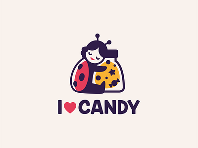 I love candy candy character cute ladybug logo logotype mascot sweets