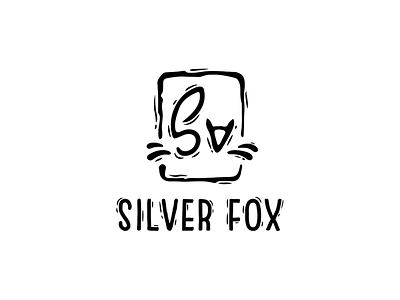 Silver fox black cosmetic fox handdrawn logo logotype silver