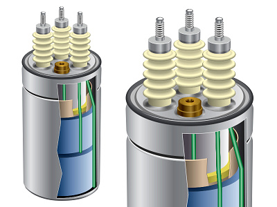 Capacitor Cutaway Illustration electronics illustration vector