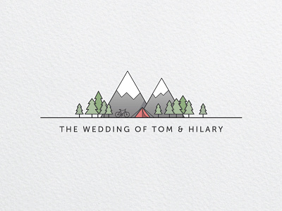 Wedding logo bicycle camping design forest invitation invite logo mountains outdoors tent trees wedding