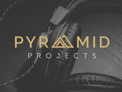 Pyramid Projects 2 black branding design gold headphones logo music projects pyramid white