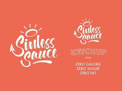 Sinless Sauce *concept 2* branding halo illustration ketchup label design lettering sauce typography