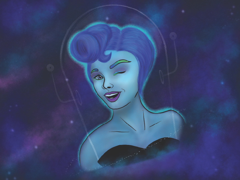 Lulu The Pin Up Alien Illustration cosmic illustration pin up