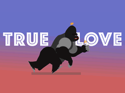 King Kong in love animation illustration walk cycle