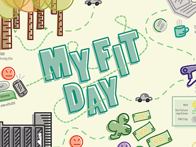 My Fit Day day funny illustration line map