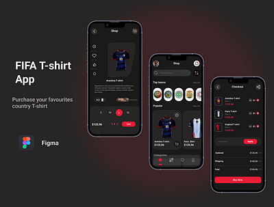 FIFA T-Shirt Purchasing App app design figma mobile app purchasing app treading ui