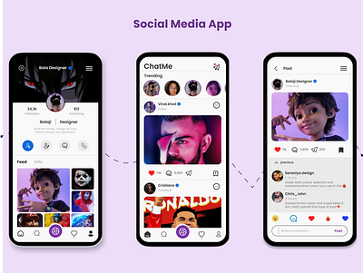 Social Media App animation app chat design figma instagram social media ui