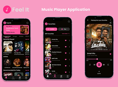 Music Player App | Feel It animation app design figma music player app ui