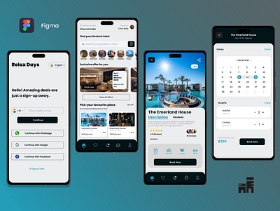 Hotel Room Booking | RELAX DAYS app booking branding design figma hotel booking ui