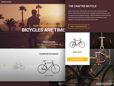 Spoke & Gears - Home bicycles grid home page landing page layout minimal simple ui website
