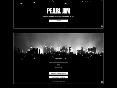 Pearl Jam - Personalized Setlist Generator adobe xd music pearl jam personalised experience rock rock band setlist generator ui design uiux design visual design