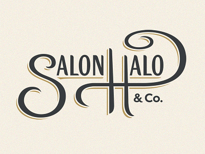 Salon Halo Logo color curve lettering logotype script subtle type