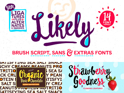 Likely Font Family brush colorful font food fun hand drawn organic packaging type typeface