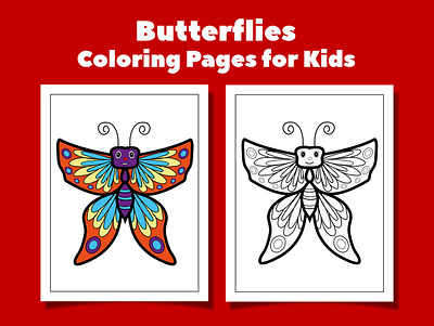 Butterflies Coloring Pages for Kids butterflies coloring coloring page design drawing drawing for kids graphic design illustration kdp kids pages vector