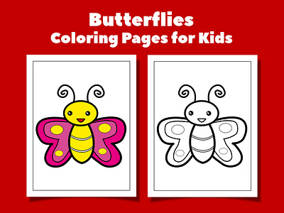 Butterflies Coloring Pages for Kids butterflies coloring coloring page design drawing drawing for kids graphic design illustration kdp kids