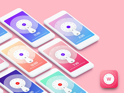 Meet Wheely alarm clock app app design application gradient mobile app ui