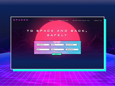 SPACED Challenge aesthetic booking page homepage spacedchallenge vaporwave web design