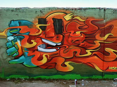 Fire arsek four graffiti painting plus spraypaint