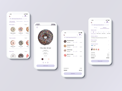 Donuts checkout 3d branding check out checkout checkout flow design donut donuts graphic design illustrations minimal minimal design mobile product product design purchase now ui ui design ux ux design