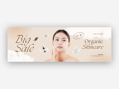 Aesthetic Minimalist Big Sale Skincare - Banner ads advertising banner beauty branding business design graphic design organic skincare promo sale skincare women