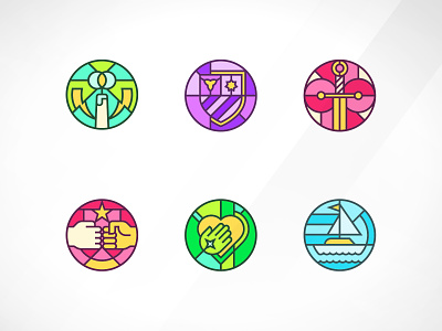 Stained Glass App Badges app design icon set illustraion stained glass steve bullock