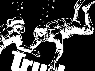 Divers aiga black and white diver illustration poster steve bullock water