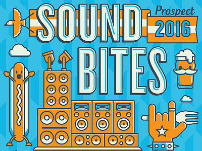 Sound Bites band beer bird cloud food truck hotdog illustration poster speaker steve bullock type