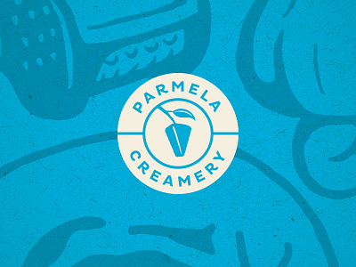 Parmela Creamery identity badge cheese crest identity illustration leaf logo nuts steve bullock vegan