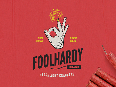 Foolhardy Firecrackers finger fireworks hand hand type identity illustration logo steve bullock