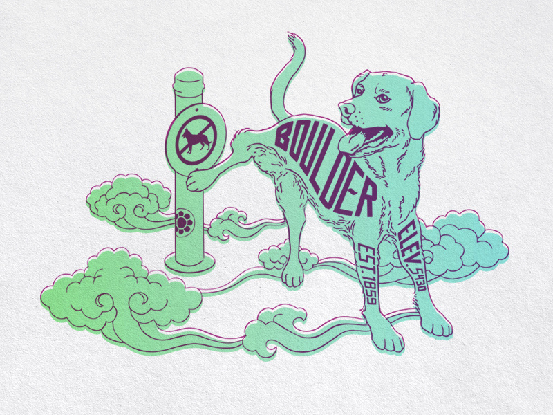 Boulder steve bullock boulder clouds dog illustration