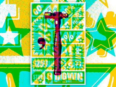 Main Street Constructivism hammer illustration overprint poster screenprint steve bullock type vector