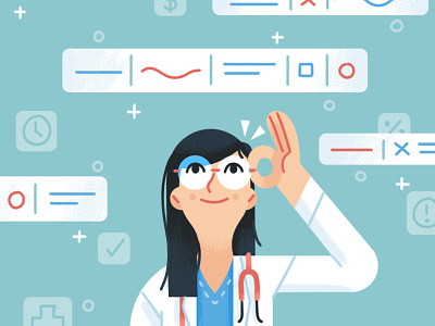 Doctor Dashboard character data design doctor editorial happy healthcare hospital illustration information medical technology texture