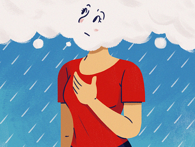 The Effects of Weather on Asthma asthma breathing character design editorial health healthcare illustration medical rain texture weather woman
