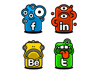 Social Icons icons illustration monster social vector