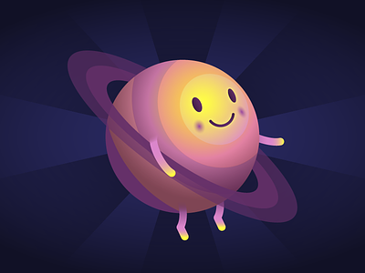 Saturn character cosmos happy illustration planets rings saturn space stellar vector