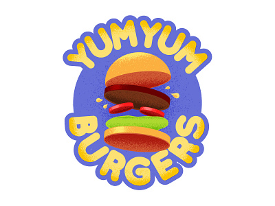Yum Yum Burgers burger food grain illustration logo tasty texture vector yum