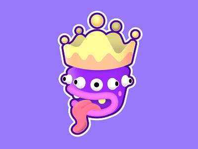 Prince character crown design face happy illustration prince purple royal texture tongue vector