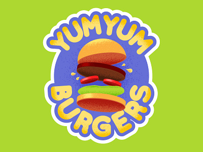 Yum Yum Burgers Magnet bun burger delicious food lettuce magnet patty stickermule tomato yum