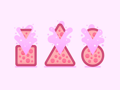 Three Pizzas blob cheese circle crust pepperoni pink pizza purple square three triangle