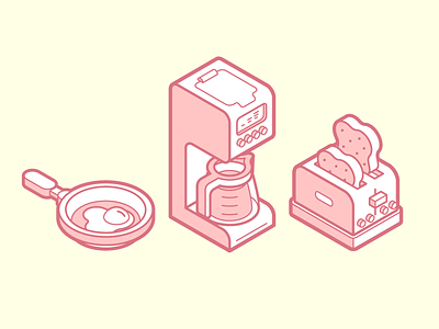 Isometric Appliances 3d appliances coffee frying isometric kitchen maker pan perspective toaster vector