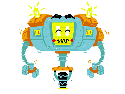 Wheeliebot character color happy illustration lights lines robot screen wheel