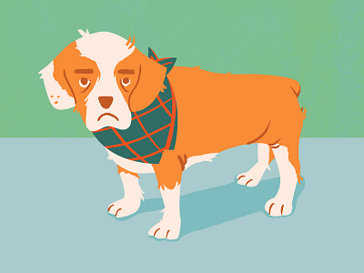 Arry bandana beagle bulldog cartoon displeased dog woof