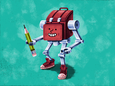Smiley Megapack backpack character design faces happy illustration megapack pencil robot texture