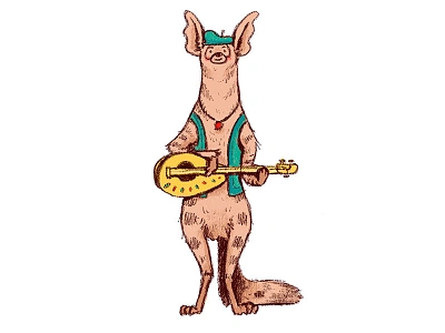 Baardwolf aardwolf animal cartoon character design fantasy lute music quest