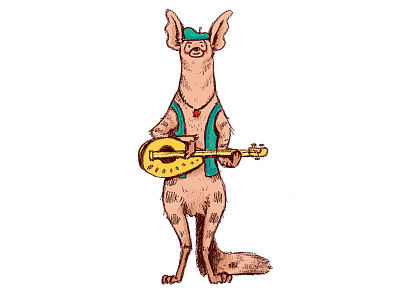 Baardwolf aardwolf animal cartoon character design fantasy lute music quest