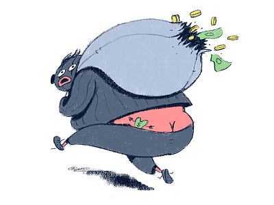 Burglar bag big character criminal design fat money quest rough texture thief