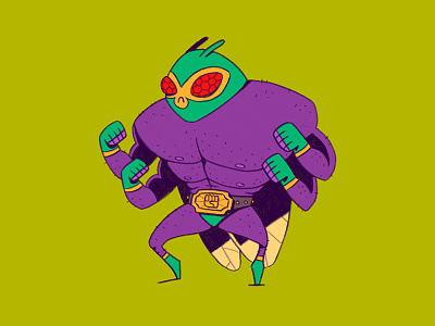 Professional Wrestler belt bug champion character design fighter fly insect luchador mask quest wrestling