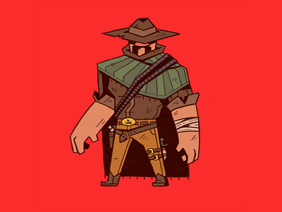 Gunslinger bandit bandolier character cowboy design desperado gun pancho weapon wild west