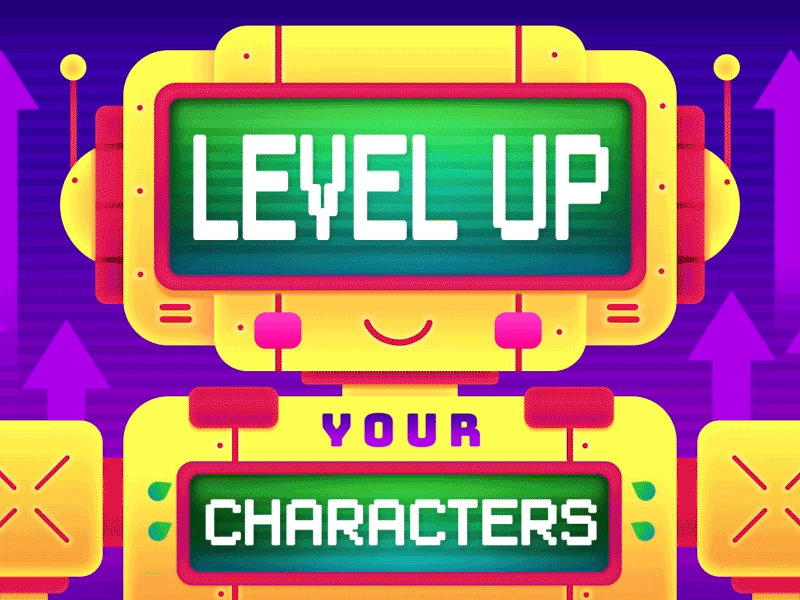 Level Up Your Characters cartoon character design education happy illustration robot skillshare smile tutorial